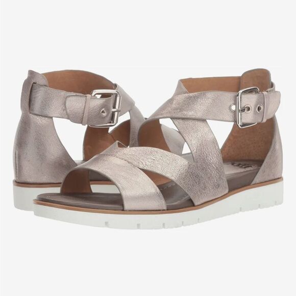 Sofft Women's Mirabelle Taupe Sparkle Adjustable Leather Sandals Size 9 - Picture 1 of 10
